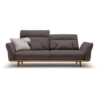 hülsta sofa 3-Sitzer hs.460, Sockel in Nussbaum, Füße Nussbaum, Breite 208 cm grau