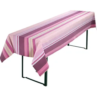 REDBEST Tischdecke Biertisch-Tischdecke, Baumwolle Streifen rosa 90 cm x 260 cm