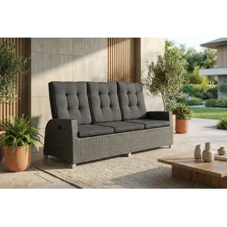 OUTFLEXX Rocking Comfort Dining / Lounge 3-Sitzer Sofa, grau/braun-meliert, Polyrattan, 210x85x112 cm, verstellbar