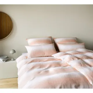 ELEGANTE Layer Gestreift Halbleinen Orange 135 x 200 cm + 80 x 80 cm