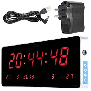AUNMAS LED Wanduhr Digital Kalender Uhr mit präziser Zeitmessung bis ±0,3 Sekunden pro Tag Blackout Speicherfunktion ohne Neustellen für Küche Wohnzimmer Büro und Konferenzraum