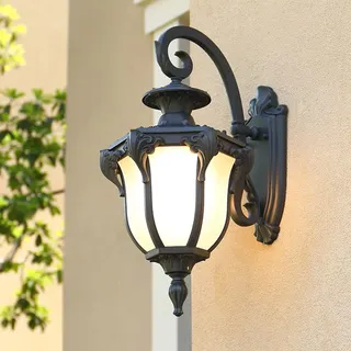 Mengjay Außenwandleuchte Vintage, E27 Wandlampe,Antike Wandleuchte Wasserdicht IP23 Außenlampe Aluminium und Glas,Retro Schwarz Außen Wandlampe,Gartenlampe,Außenlaterne (A)