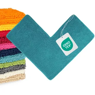 WohnDirect Eckbadematte, Petrol, Textil, 100x100 cm, Oeko-Tex® Standard 100, Badtextilien, Badematten