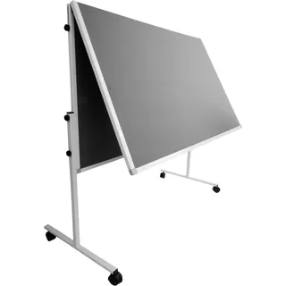 Floordirekt Filz Moderationstafel | Mobil & Klappbar | Filztafel Pinnwand mit feststellbaren Rollen | Metaplanwand Doppelseitig nutzbar | Inkl. Stellfüße & Rollen (150 x 120 cm, Grau)
