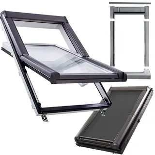 Wellker Komplett-Set Dachfenster Kunststoff R45 2-fach Verglasung mit Hitzeschutz ZAR, made by Roto, 54x78 cm (5/7)