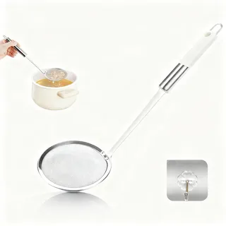 FINELYCR Sieb Feinmaschig, 10 cm Edelstahl Feines Metallsieb Küche, 100 Maschen Matcha Sieb, Schaumlöffel Edelstahl mit Haken, für Filtern von Mehl, Schaum, Saft