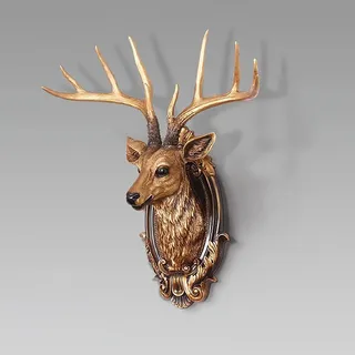 KAXLDHH Hirschkopf Wanddeko Wanddekoration, Wandskulpturen Tierkopf Wanddeko, Hirschgeweih Deko, Tierkopf Wandhalterung, Skulptur Geweih Wanddeko Für Zuhause(Gold)