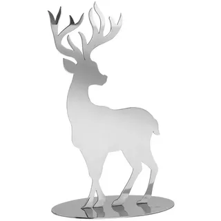 Fink Dekofigur Figur JASPER - silberfarben - Edelstahl - H.20cm x B.5cm x T.12,5cm (1 St), Hirsch Weihnachtsdeko, outdoorgeeignet silberfarben
