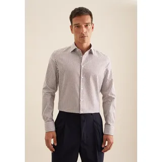 Seidensticker Herren Hemd braun Baumwolle gestreift Slim Fit, braun, Frühjahr/Sommer 2025