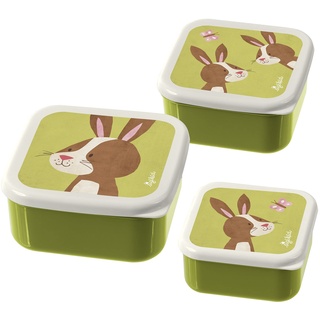 SIGIKID 25120 Snackboxen 3er-Set Hase Forest Lunchbox BPA-frei Mädchen Lunchboxen empfohlen ab 2 Jahren grün