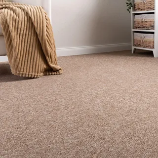 Steffensmeier Schlingen Teppichboden Meddon XL Meterware | Auslegware für Flur Büro | 1m 2m 3m 4m 5m breit! | Beige, Größe: 200x100 cm