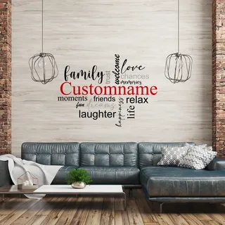 Deko Wandtattoo Wortwolke für Zuhause Wohnzimmer Esszimmer Arbeitszimmer Büro Tagcloud Wandbild selbstklebend Aufkleber selbst gestalten YX035 (Mit Wunschtext, 01 Home)