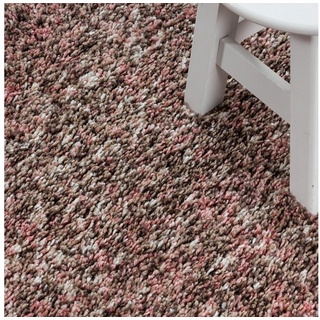 Teppich Meliert Design, HomebyHome, Rund, Höhe: 30 mm, Runder Teppich Meliert Design Wohnzimmer versch. farben und größen rosa 200 cm x 200 cm x 30 mm
