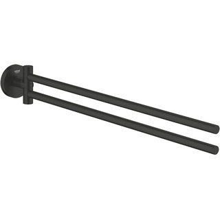GROHE Start - Handtuchhalter (Material: Metall, 2-armig, 439mm, Kleben oder Bohren), matt schwarz, 411832430