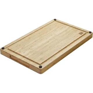 Orga-box - Schneidebrett aus 100% Bambus massives Schneidebrett Küchenbrett antibakteriell und rutschfest mit Griffmulde und Saftrille - xxl 50 x 30