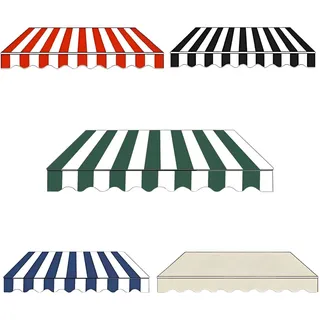 Außen Markisen Ersatzstoff Wasserdicht Markisenstoff Wechseln 200x150cm 300 x 200 m 400x200cm Sonnenschutz Markisentuch für Garten mit Volant(Green White,430x300cm)
