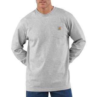 Carhartt Langarmshirt Carhartt Herren Langarmshirt Loose Fit Heavyweight Long-Sleeve Pocket T-Shirt Adult grau 2XL