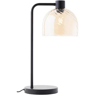 Lightbox Nacht-Tischlampe | 50 cm Höhe, Ø 19 cm | Vintage Tischleuchte mit | Nacht-Tischlampe | 50 cm Höhe, Ø 19 cm | Vintage Tischleuchte mit Wipp-Schalter & bernsteinfarbenen Glas Lampen-Schirm |