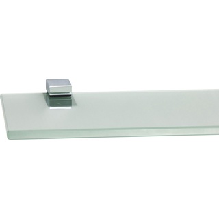 ib style Wandregal Glasregal 10mm satiniert 40 x 20 cm + Clip KUBI Verchromt, Glasboden aus ESG-Sicherheitsglas - Wandregal silberfarben