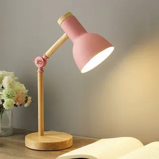 Tigrezy Moderne Nordische Tischleuchte, Augenschonende Nachttischlampe, Verstellbare Industrie-schreibtischlampe, E27-nachtlicht Für Kinderschreibtische (rosa)