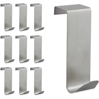 Relaxdays Türhaken 10er Set Edelstahl Silber