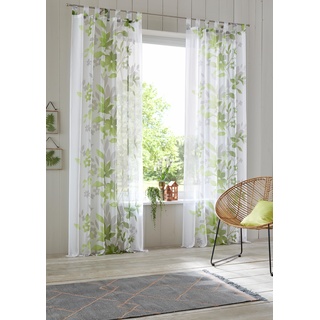 Gardine HOME AFFAIRE "Ina" Gardinen Gr. 145 cm, Schlaufen, 144 cm, grün Landhaus Gardinen transparent, einseitig bedruckt, Voile