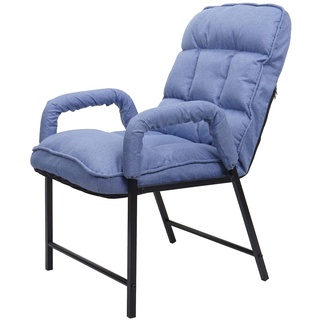 Esszimmerstuhl MCW-K40, Stuhl Polsterstuhl, 160kg belastbar Rückenlehne verstellbar Metall ~ Stoff/Textil blau