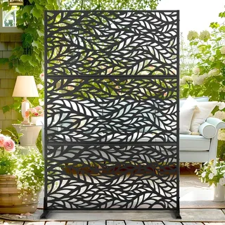Lidzopas Sichtschutz 120x180Cm Sichtschutzwände & -Paneele Für Den Außenbereich Freistehende Trennwand Mit Ständer Dekorativer Garten-Sichtschutz Paravent Für Balkon, Terrasse, Innenbereich