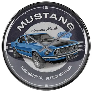Nostalgic-Art Retro Wanduhr 31 cm 1969 Mach 1 Blue blau