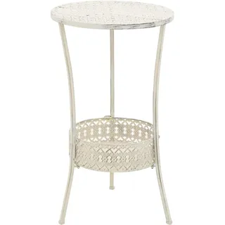 Ksodgun Bistrotisch Vintage-Stil Rund Metall witterungsbeständig Terrassentisch Gartentisch Balkontisch 40 x 70 cm Weiß