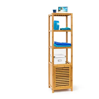 Badregal Bambusregal Holzregal Standregal feuchtigkeitsresistent schmal natur