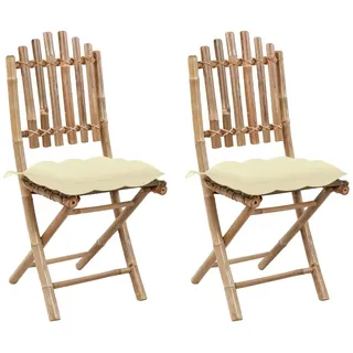 Klappbare Gartenstühle 2 Stk. mit Kissen Bambus
