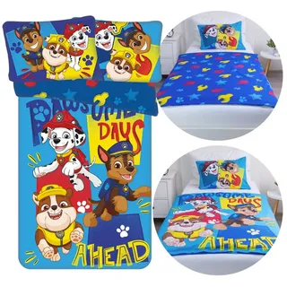 PAW PATROL Kinderbettwäsche Paw Patrol Jungen, DOPPELSEITIG Kinderbettwäsche BAUMWOLLE 100x135cm blau