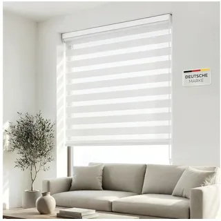 Doppelrollo Premium Doppelrollo / Duo Rollo, 160 x 175 cm, weiß, Victoria M., blickdicht, ohne Bohren, freihängend, verschraubt, Lichtdurchlässig und verdunkelnd mit Kettenzug Wand- o. Deckenmontage weiß 160 cm x 175 cm