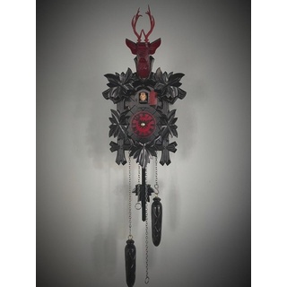 Clockvilla Hettich-Uhren Wanduhr Moderne Kuckucksuhr im Schwarzwald hergestellt rot|schwarz