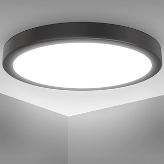 B.K.Licht - LED Deckenlampe mit neutralweißer Lichtfarbe, 24 Watt, 3000 Lumen, LED Deckenleuchte, LED Lampe, Wohnzimmerlampe, Schlafzimmerlampe, Küchenlampe, Deckenbeleuchtung, 38x5 cm, Schwarz