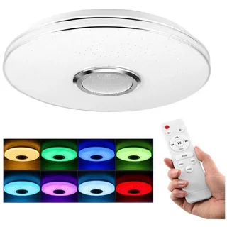 oyajia Deckenleuchte 50cm LED Deckenlampe RGB Farbwechsel Lampe, mit Bluetooth Lautsprecher, RGB, Dimmbar mit Fernbedienung or APP, Musikwiedergabe via Bluetooth