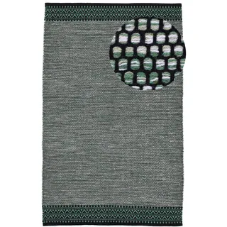 carpetfine Baumwollteppich Kelim Mia Grün 200x250 cm | Moderner Teppich für Wohn- und Schlafzimmer