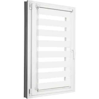 Estika Doppelrollo Verdunkelung Klemmfix ohne Bohren nach Maß - Breite 30-129 cm - Höhe 120 cm, 150 cm, 220 cm - Rollos für Fenster, Duo-Rollo, Verdunkelungsrollo, Fensterrollos für innen