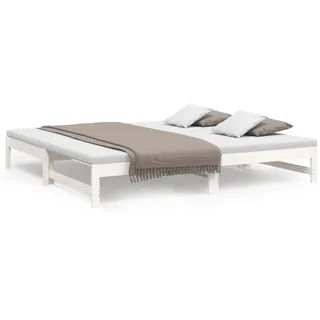 vidaXL Tagesbett Ausziehbar Weiß 2x(90x200) cm Massivholz Kiefer