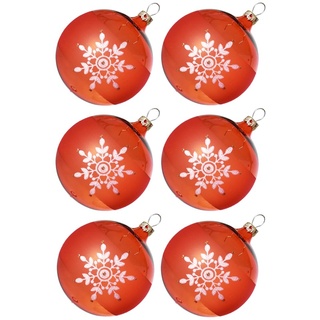 Weihnachtsbaumkugel Weihnachtskugel-Set Kristallblüten orange (6 St), mundgeblasen, handdekoriert orange