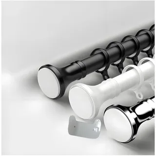 Verstellbare 40-500cm Gardinenstange Ohne Bohren,Teleskopstange Vorhang Ausziehbar Vorhangstange Klemmstange Duschvorhangstange Spannstange Badezimmer Schlafzimmer Mit Kartenfach(White,410-500cm)