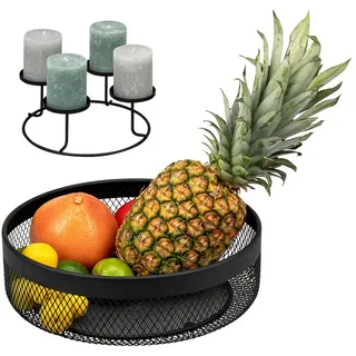 eluno Adventskranz Obstkorb 2in1 im Mesh-Design inklusive Kerzenhalter