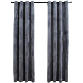 vidaXL 2X Vorhang Verdunkelung mit Ösen Verdunkelungsvorhang Kräuselband Ösen Schlaufe Thermo Gardine Blickdicht Samt Anthrazit 140x245cm