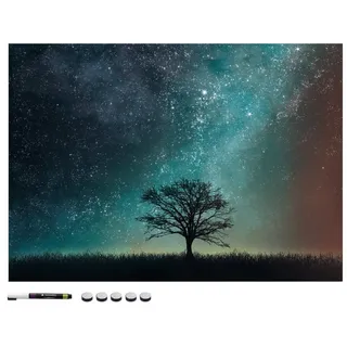 Navaris Magnettafel Memoboard, Starry Sky und Tree, 70 x 50 cm, bunt