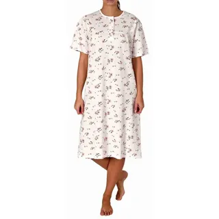 Normann Nachthemd Elegantes frauliches Damen kurzarm Nachthemd mit Knopfleiste am Hals rosa 44-46
