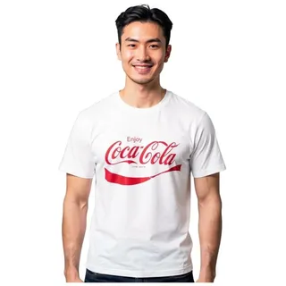 COCA COLA T-Shirt Herren T-Shirt Logo Print Unisex Retro Sammlerstück Party Fanartikel weiß M