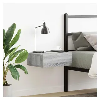 furnicato Nachttisch Hängender 40 x 30 x 15 cm Grau Sonoma (1-St), Wandregal mit viel Stauraum für deine Bücher und Multimedia-Geräte grau 40 cm x 15 cm x 30 cm