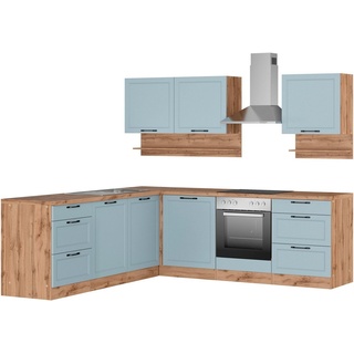 Kochstation Küche KS-Lana, Stellbreite 240/240 cm, wahlweise mit und ohne E-Geräte blau