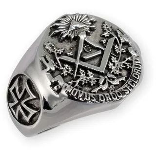 Fly Style Siegel-Ring für Herren aus Edelstahl - Freimaurer/Templer